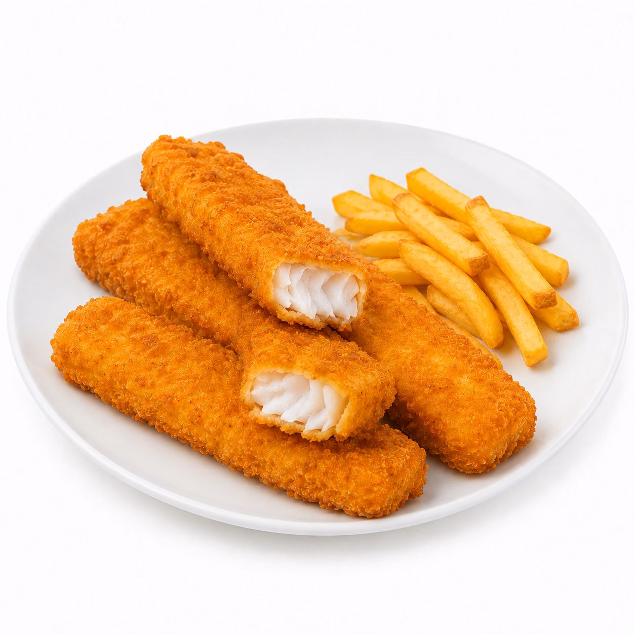 Fried fish fingers and crispy fries